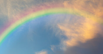 Beautiful Classic Rainbow Across In The Blue Sky After The Rain,